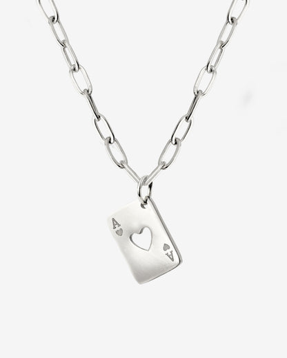 Heart Ace Necklace Silber