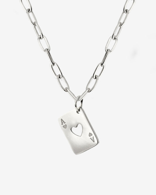 Heart Ace Necklace Silber