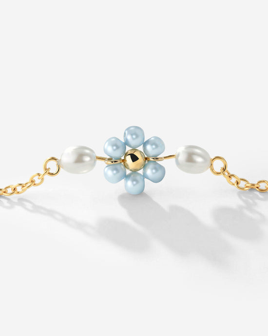 Forever Blue Daisy Necklace Gold