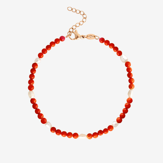 Coral Color Anklet Roségold