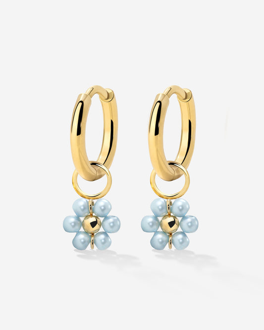 Forever Blue Daisy Hoop Set Small Gold