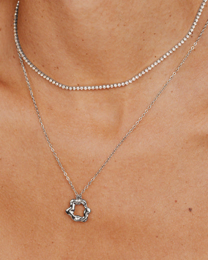 Melting Donut Necklace Silber