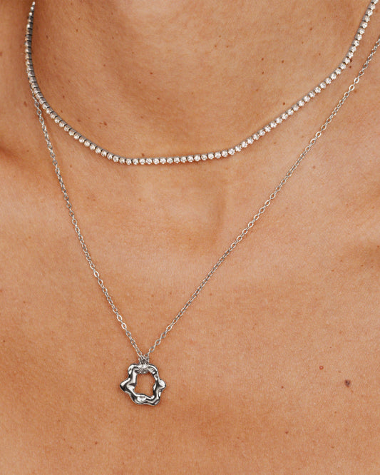 Melting Donut Necklace Silber
