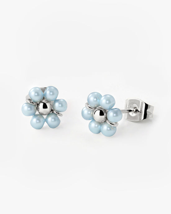 Forever Blue Daisy Studs Silber