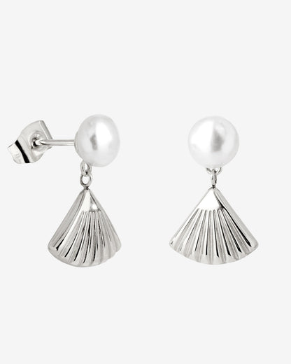 Pearl & Fan Studs Silber