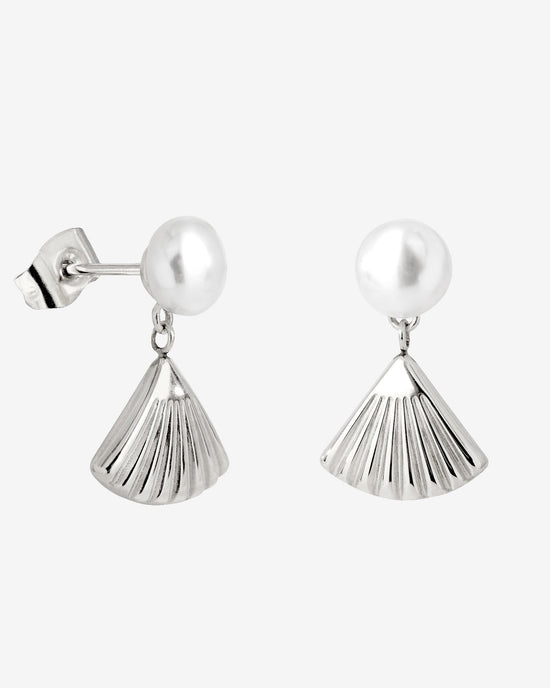 Pearl & Fan Studs Silber