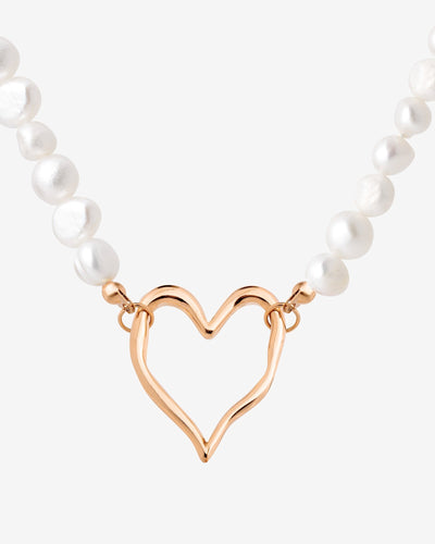 Melting Heart Pearl Necklace Roségold