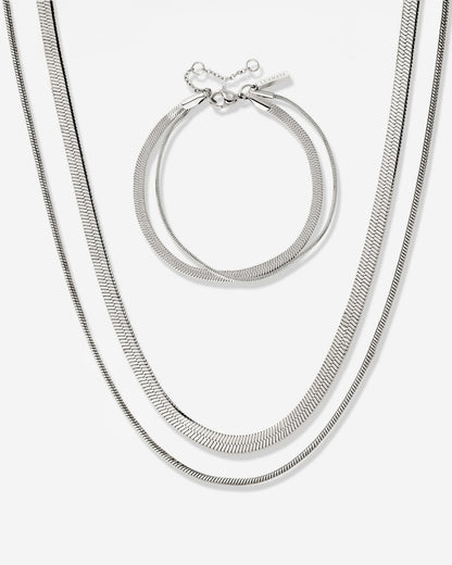 Snake Chain Bundle Silber