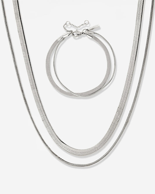 Snake Chain Bundle Silber