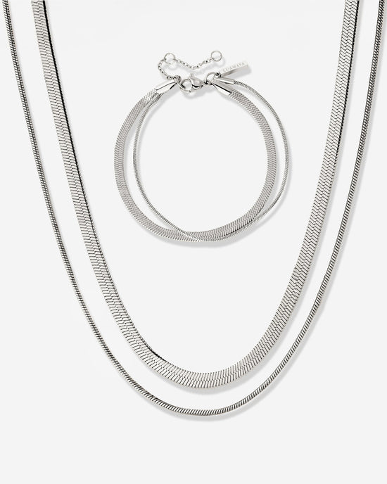Snake Chain Bundle Silber