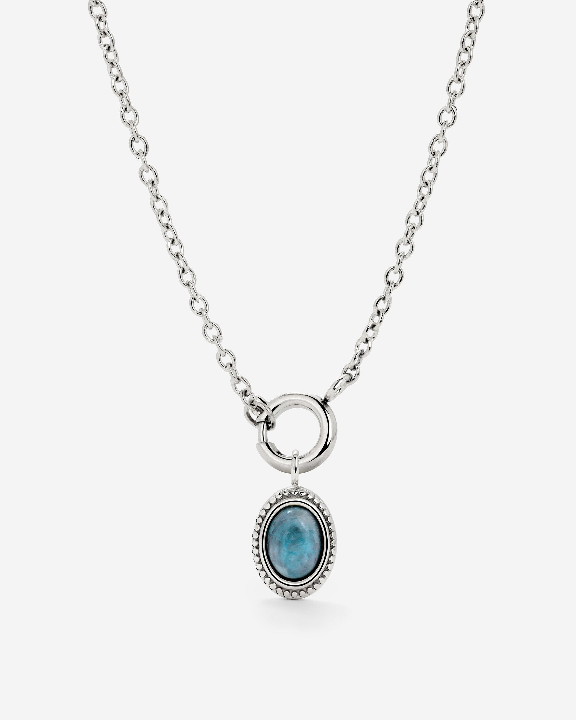 Ocean Agate Classic Chain Necklace Set Silber