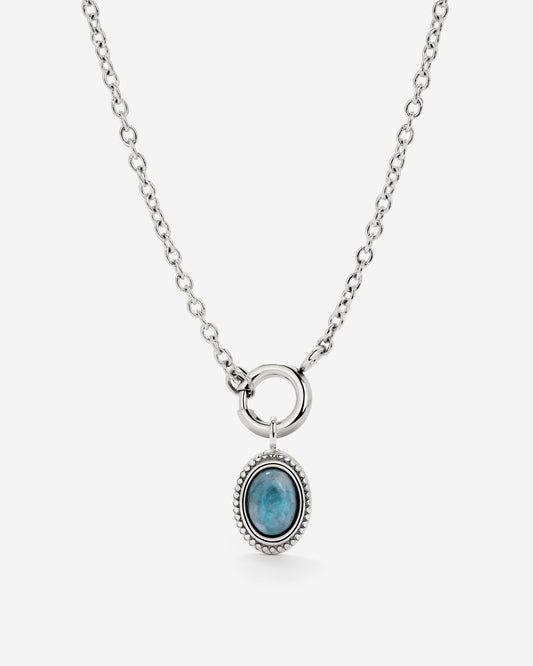 Ocean Agate Classic Chain Necklace Set Silber