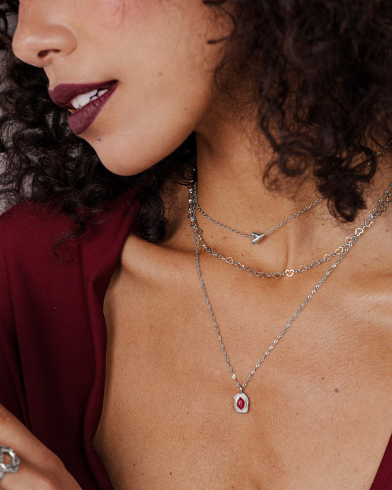 Heart after Heart Necklace Silber