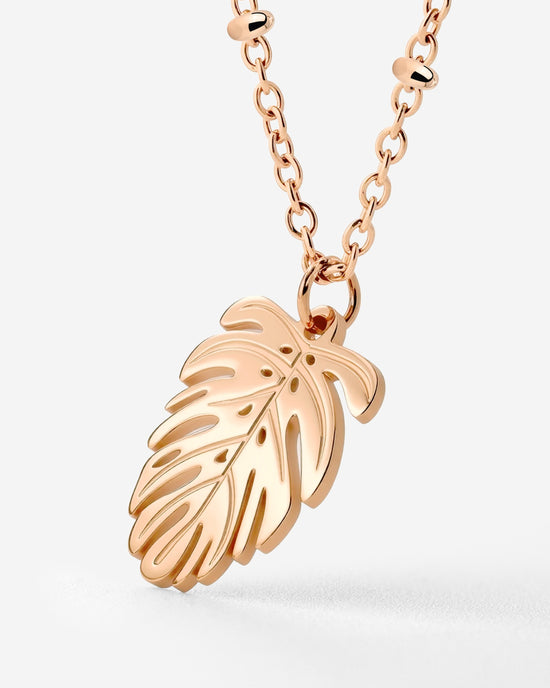Monstera Leaf Necklace Roségold