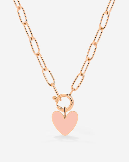 Pink Heart Oval Links Necklace Set Roségold