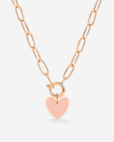 Pink Heart Oval Links Necklace Set Roségold