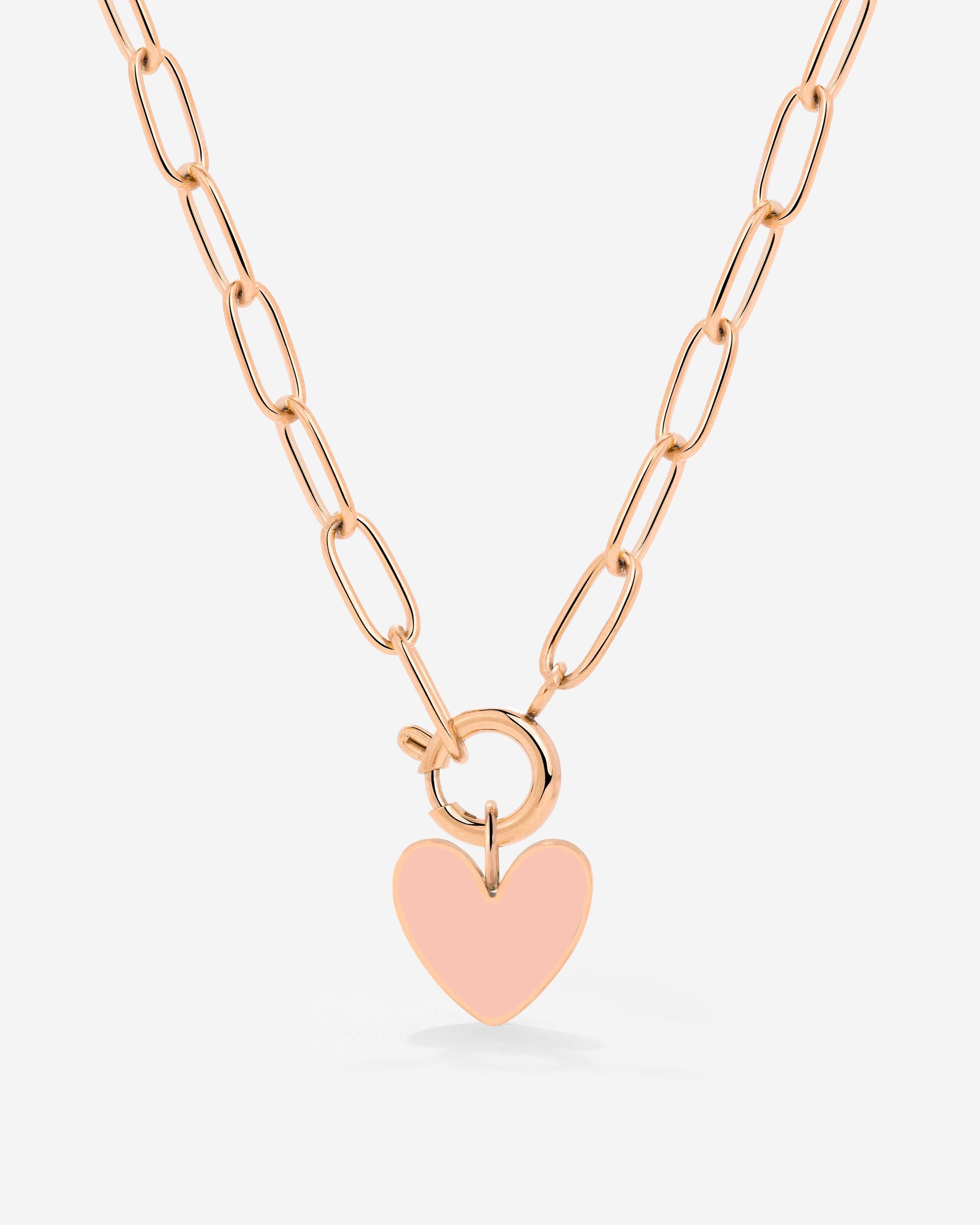 Pink Heart Oval Links Necklace Set Roségold