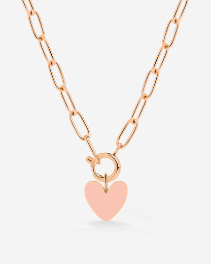 Pink Heart Oval Links Necklace Set Roségold