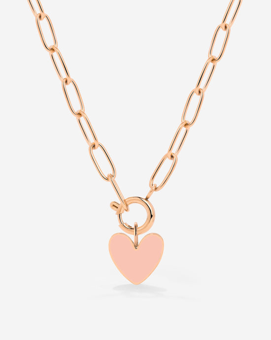 Pink Heart Oval Links Necklace Set Roségold