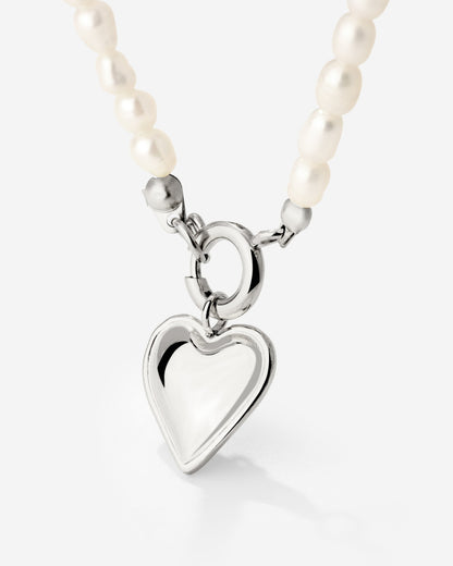 Heartie Pearly Necklace Set Silber