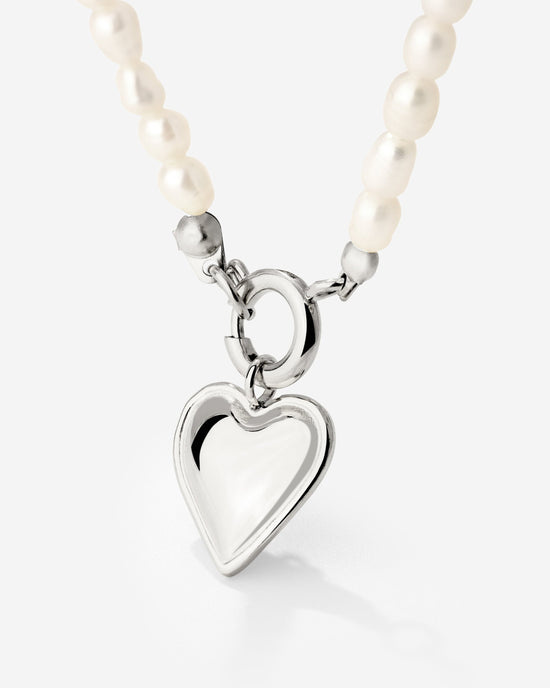 Heartie Pearly Necklace Set Silber