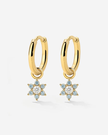 Blue Petal Hoop Set Small Gold