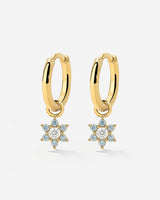 Blue Petal Hoop Set Small Gold