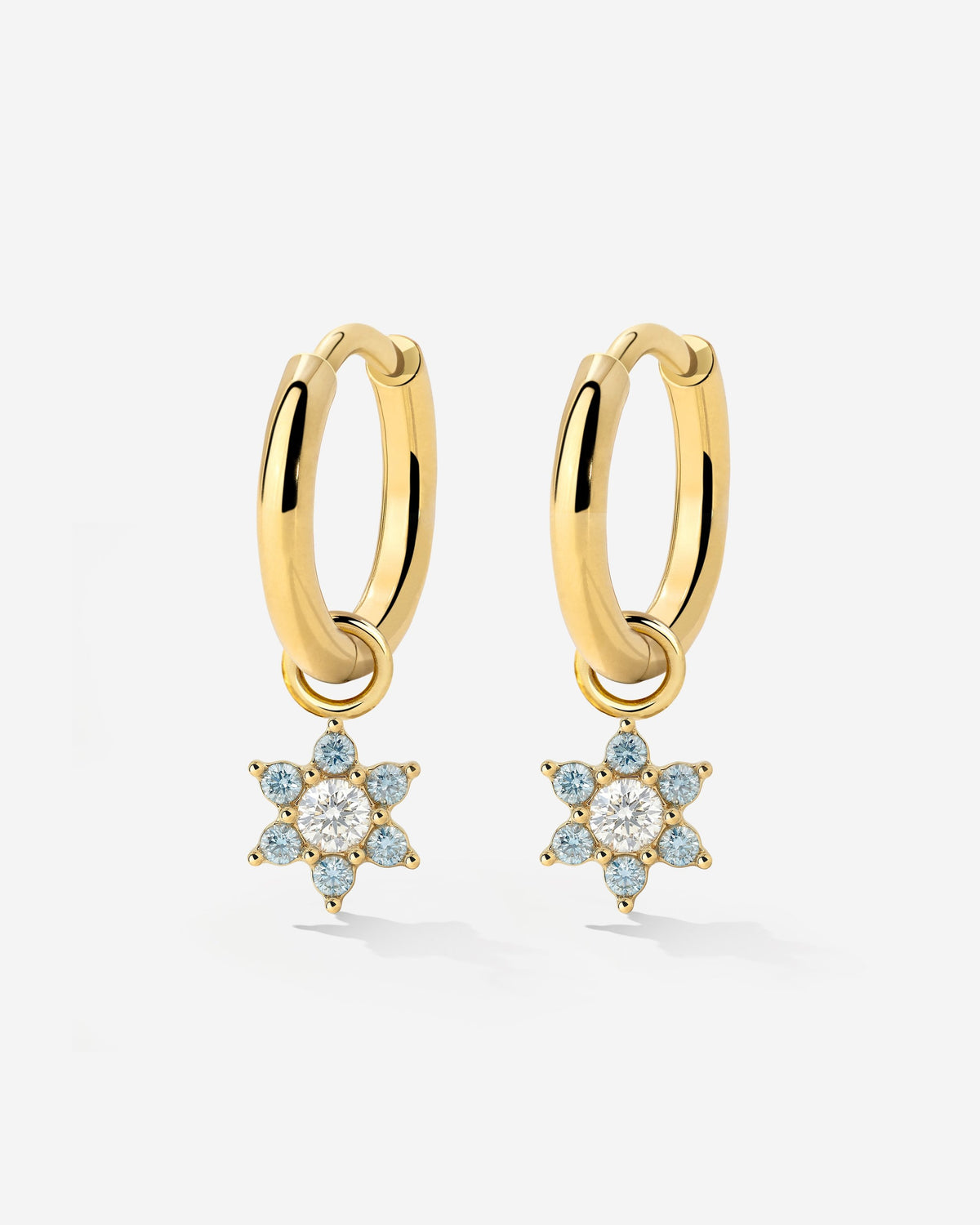 Blue Petal Hoop Set Small Gold