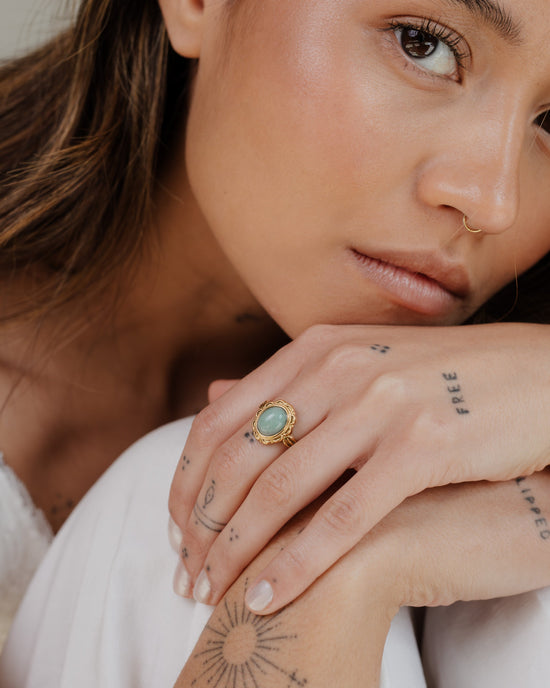 Sea Glass Ring Gold