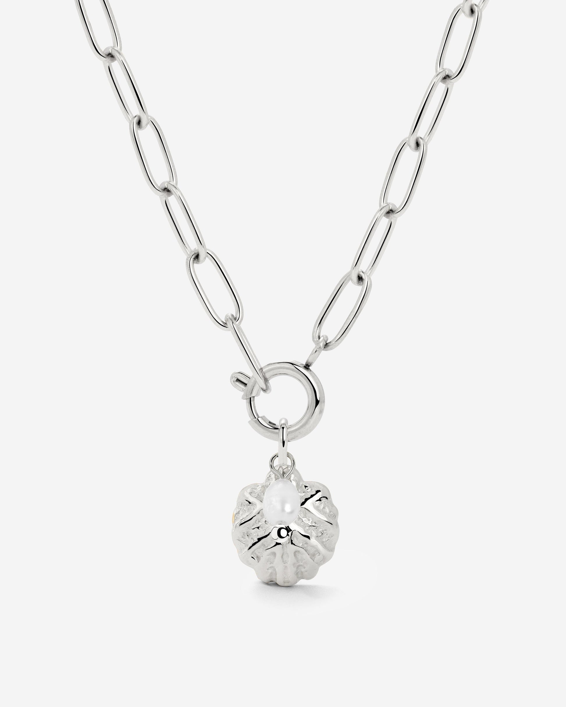 Ocean Lovers Oval Links Necklace Set Silber