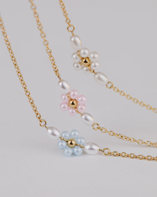 Forever Blue Daisy Necklace Gold