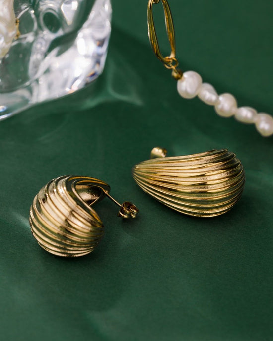 Textured Droplet Studs Large Roségold