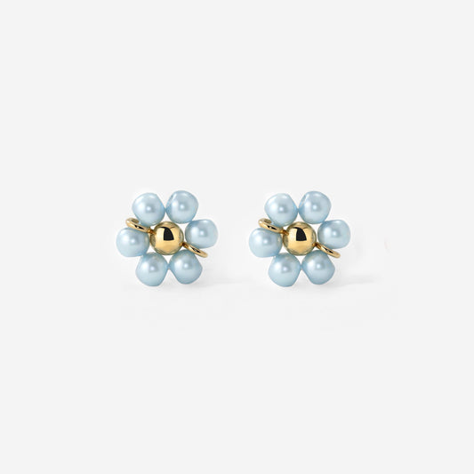 Forever Blue Daisy Studs Gold