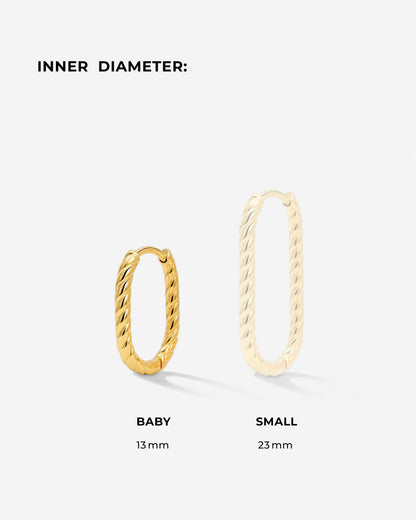 Oval Twisted Hoops Baby Silber