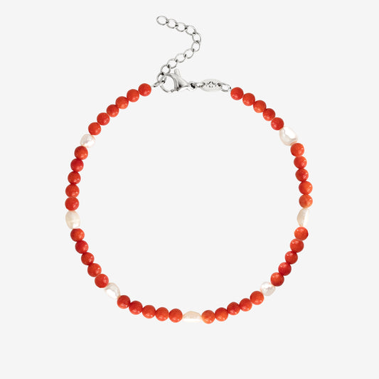 Coral Color Anklet Silber