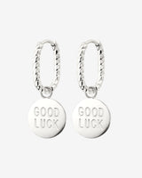 Good Luck Coin Oval Twisted Hoop Set Baby Silber