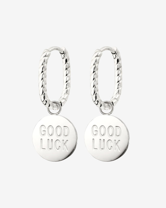 Good Luck Coin Oval Twisted Hoop Set Baby Silber