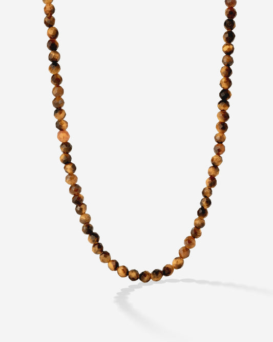Tiger's Eye Bead Necklace Gold