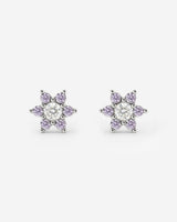 Sparkling Purple Petal Studs Silber