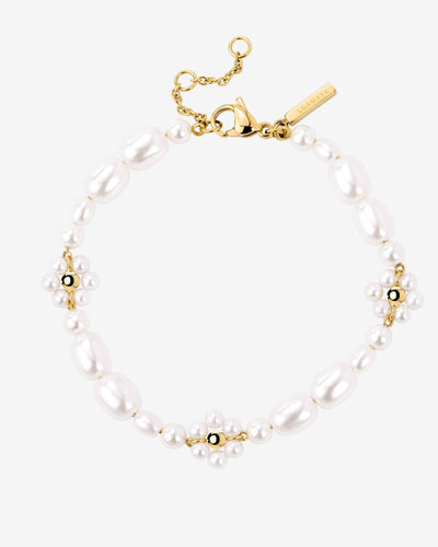 Flowery Pearls Bracelet Gold