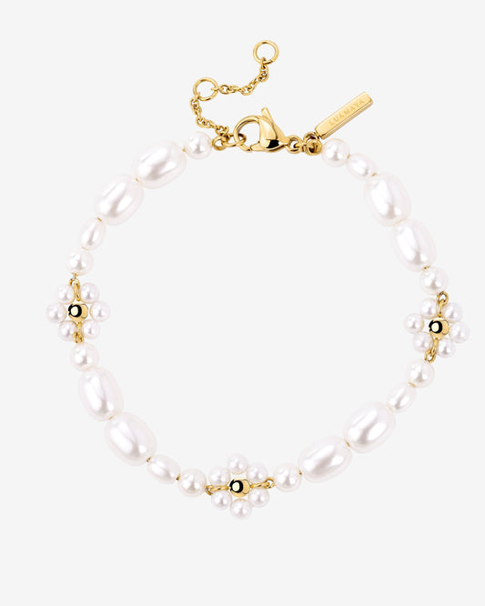 Flowery Pearls Bracelet Gold