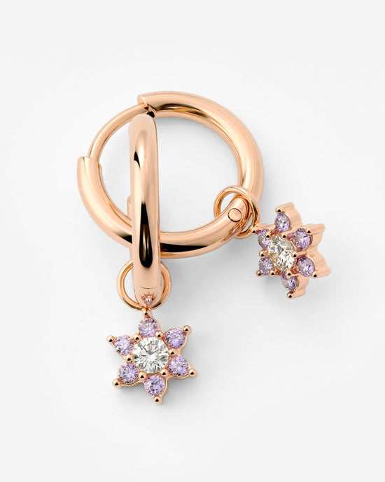 Purple Petal Hoop Set Small Roségold