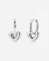 Phat Heart Hoop Set Small Silber