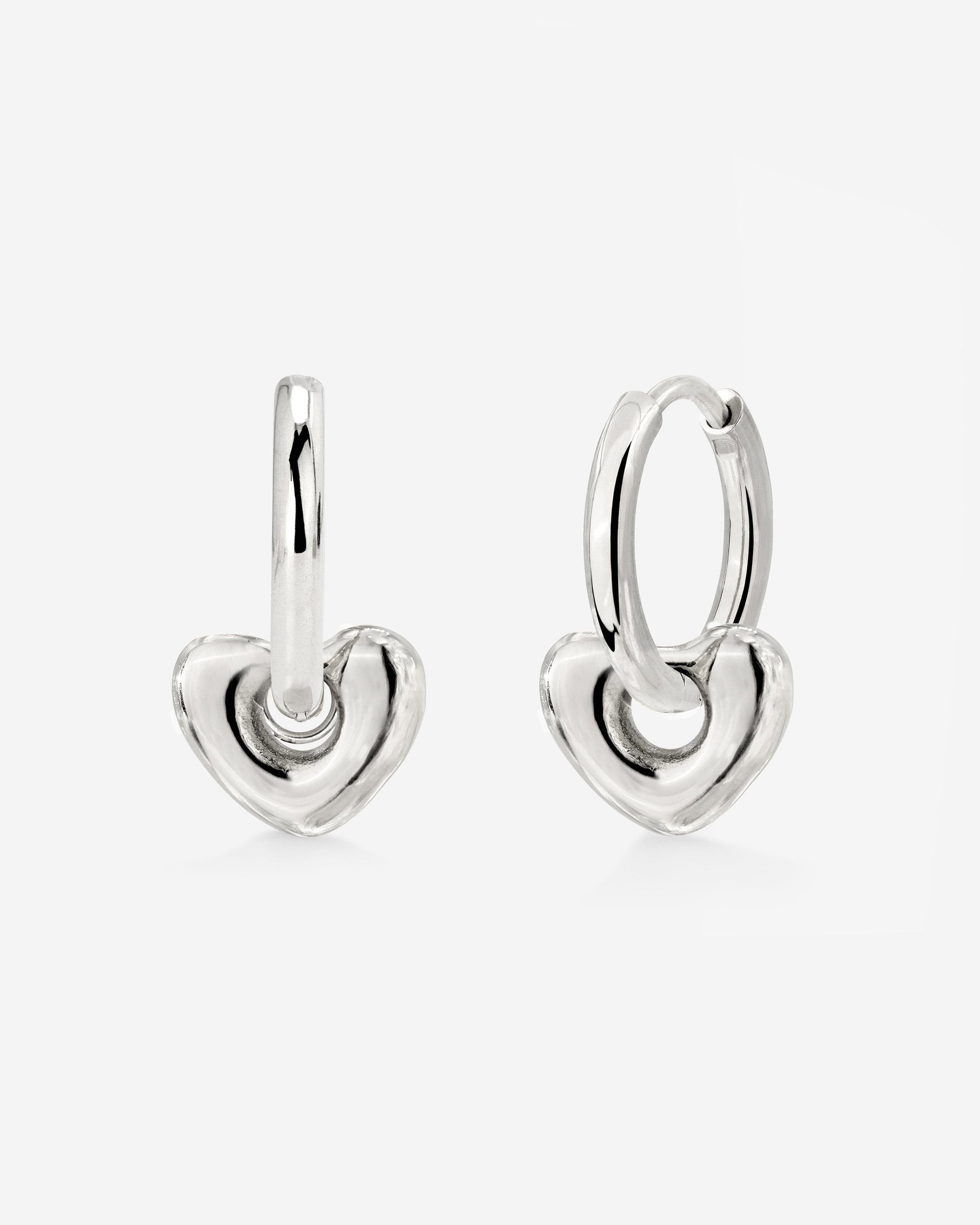 Phat Heart Hoop Set Small Silber