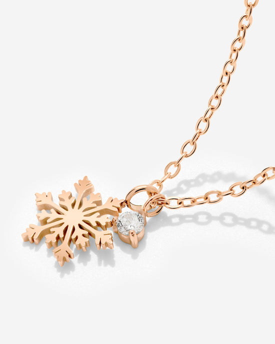 Sparkling Snowflake Necklace Roségold