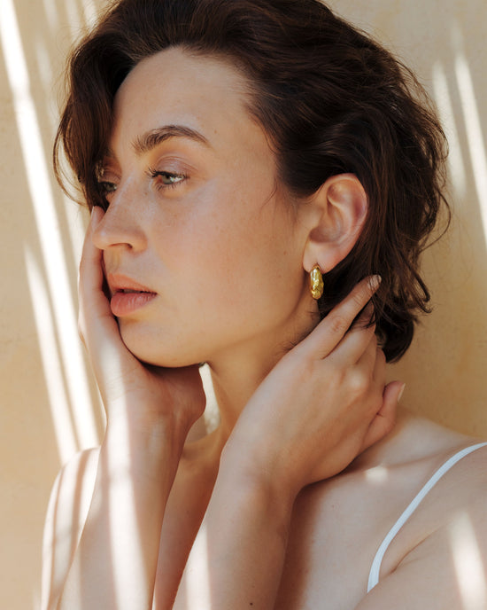 Hammered Huggie Studs