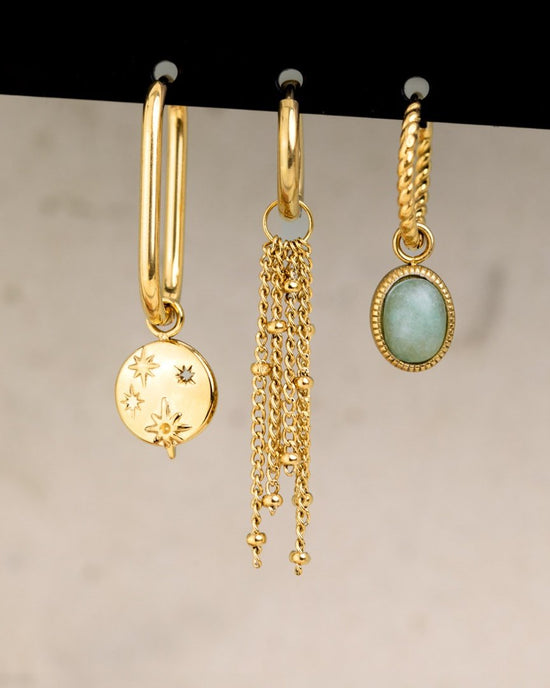 Shiny Stars Oval Hoop Set Small Roségold