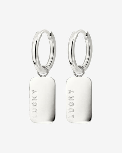 Lucky Pendant Hoop Set Small Silber