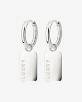 Lucky Pendant Hoop Set Small Silber