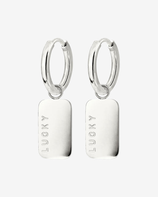 Lucky Pendant Hoop Set Small Silber